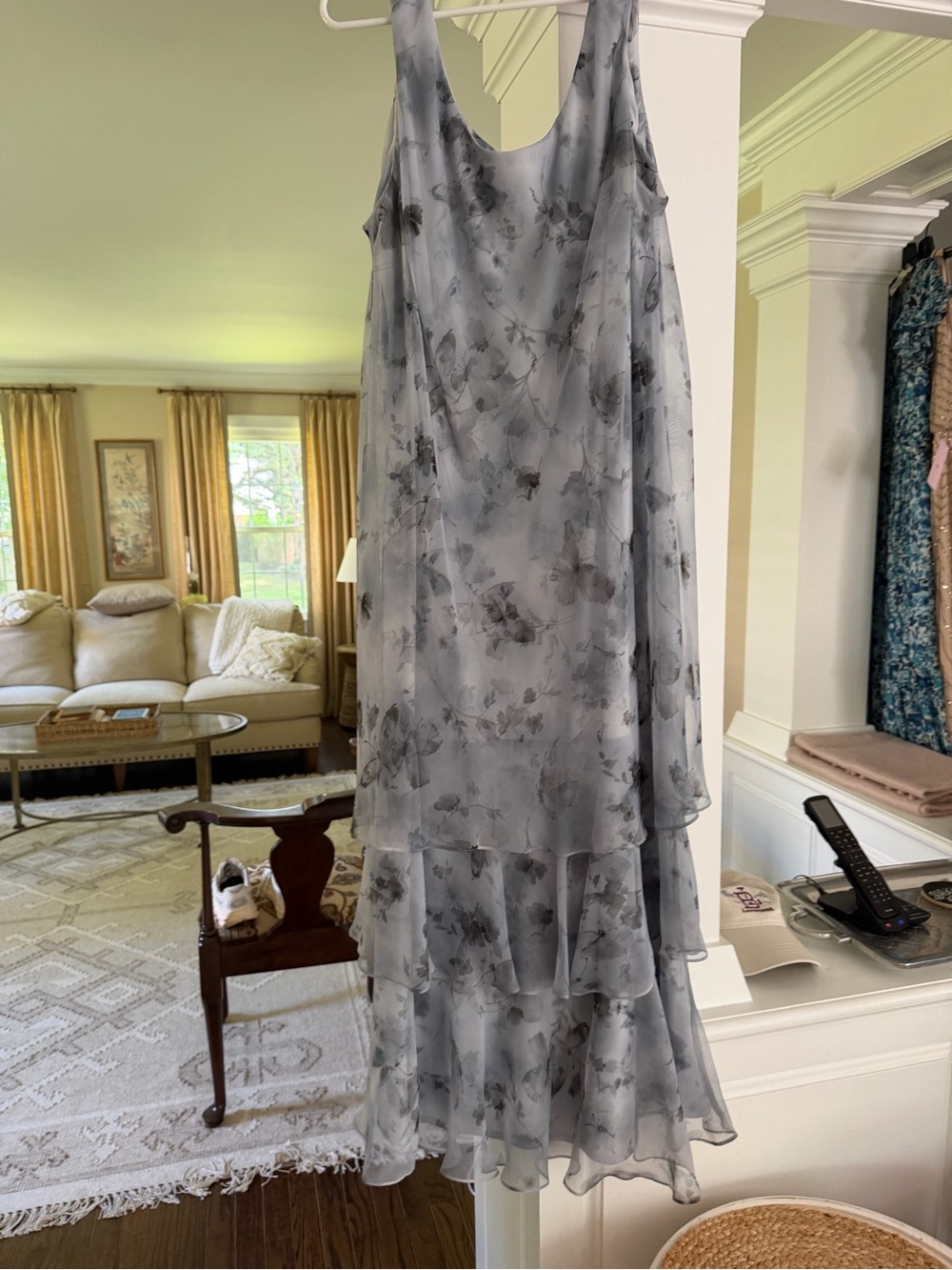 Cattiva New York Gray Floral Chiffon Dress